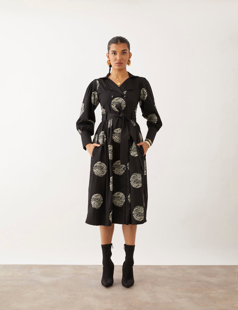 MILORI DRESS - BLACK RIPPLE