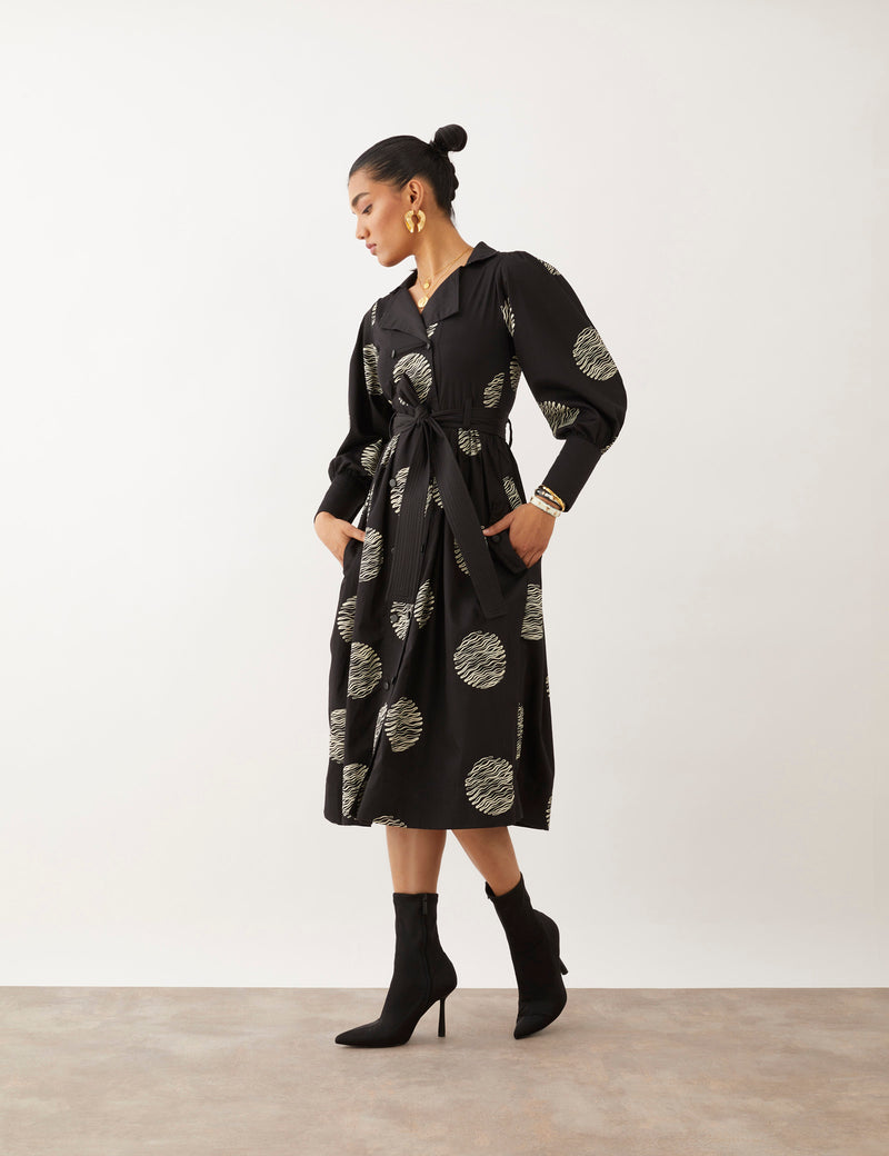 MILORI DRESS - BLACK RIPPLE