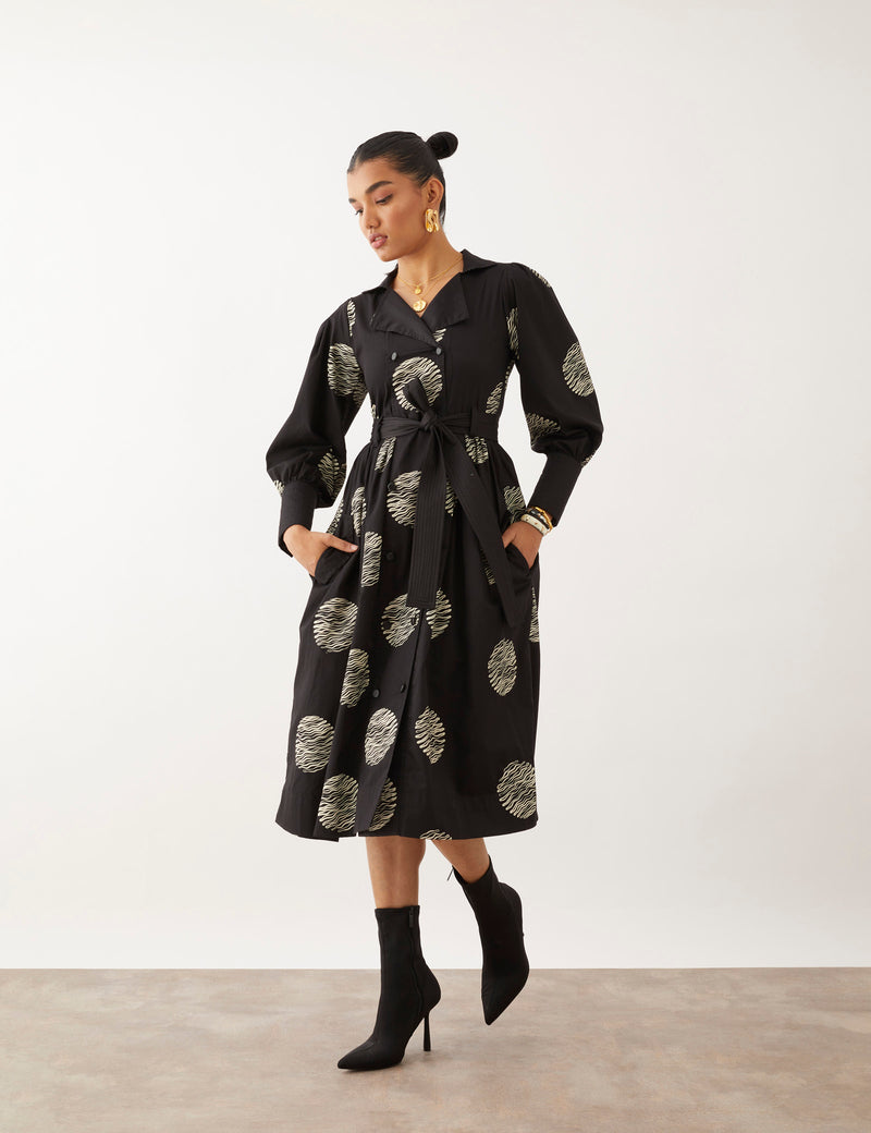 MILORI DRESS - BLACK RIPPLE